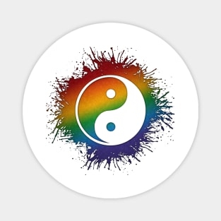 Paint Splatter LGBTQ Pride Rainbow Yin and Yang Symbol Magnet